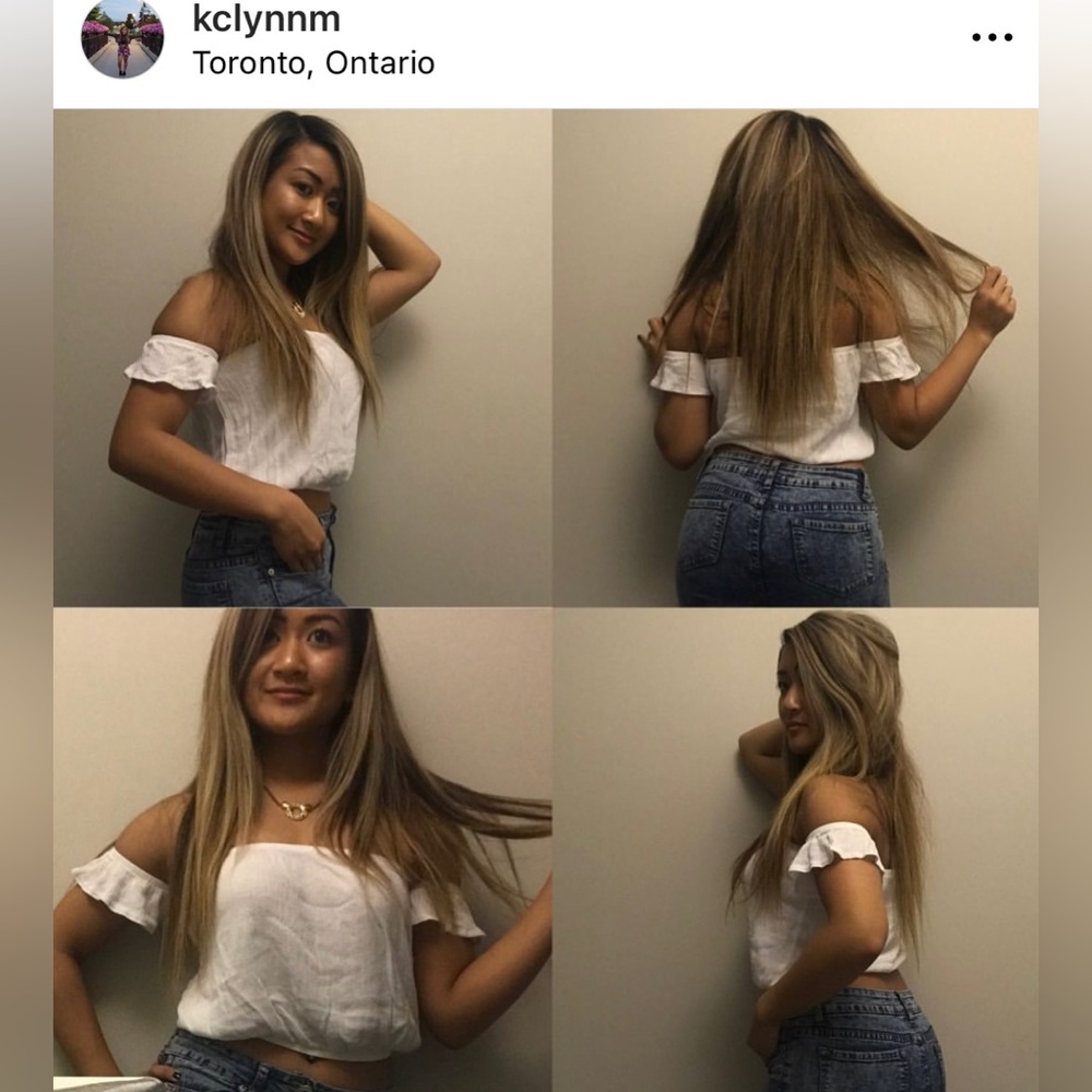 UK2LA 2 for $15 Black and White Off Shoulder Crop Top Tee Size Medium